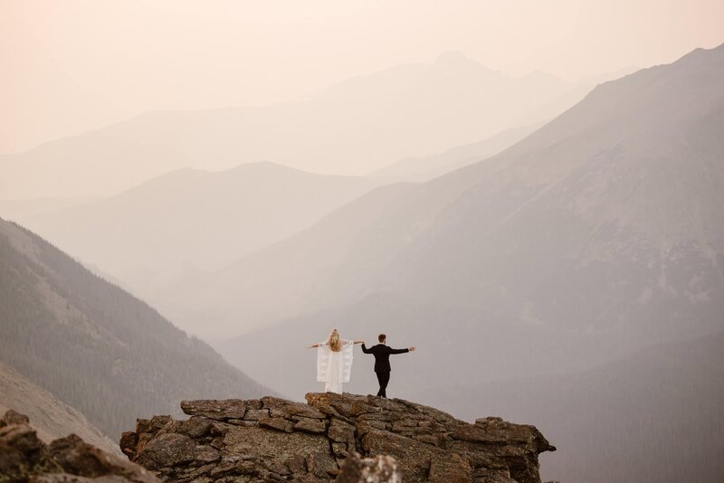 Couple dancing in the mountains of Colorado during their wedding day