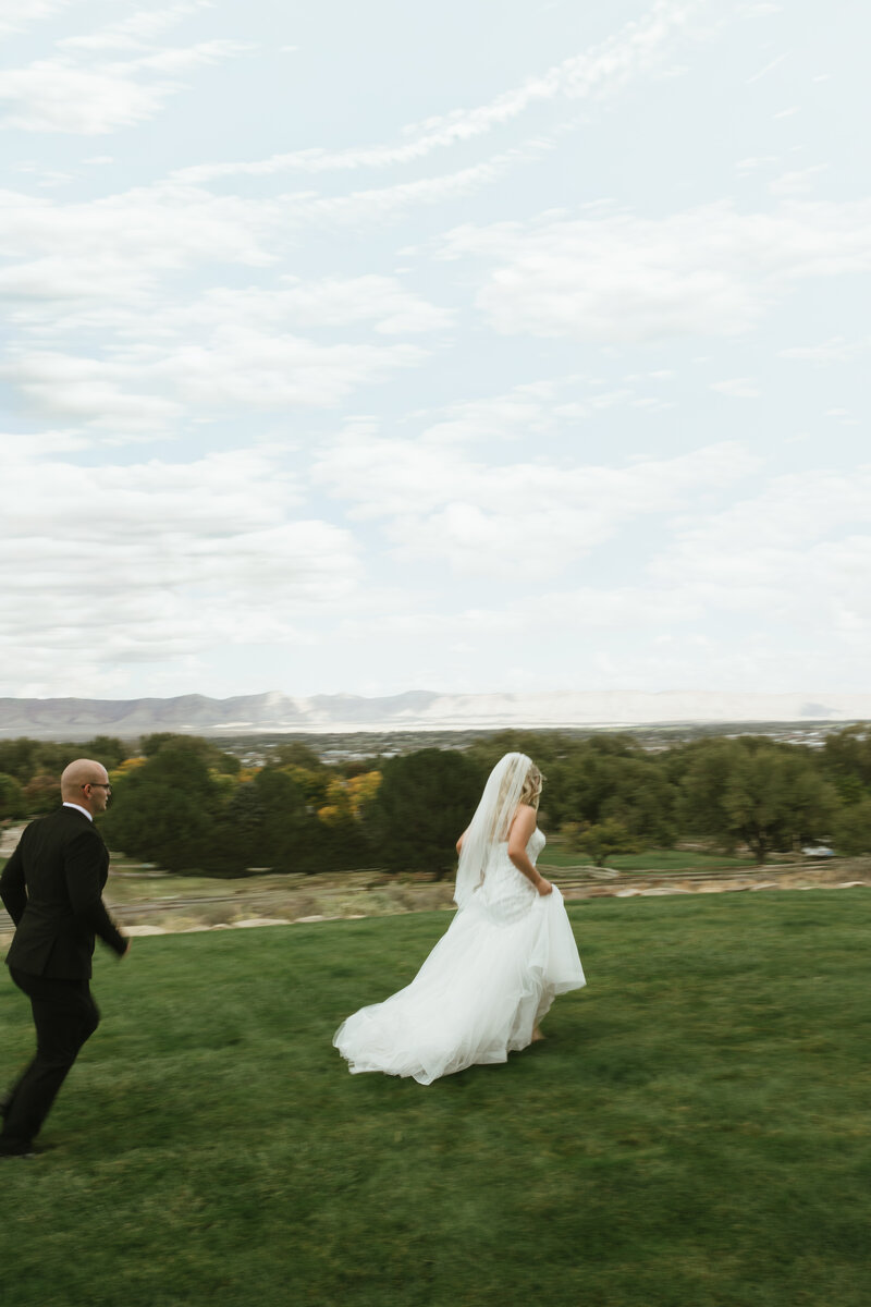 Bride and groom are celebrated by their wedding party