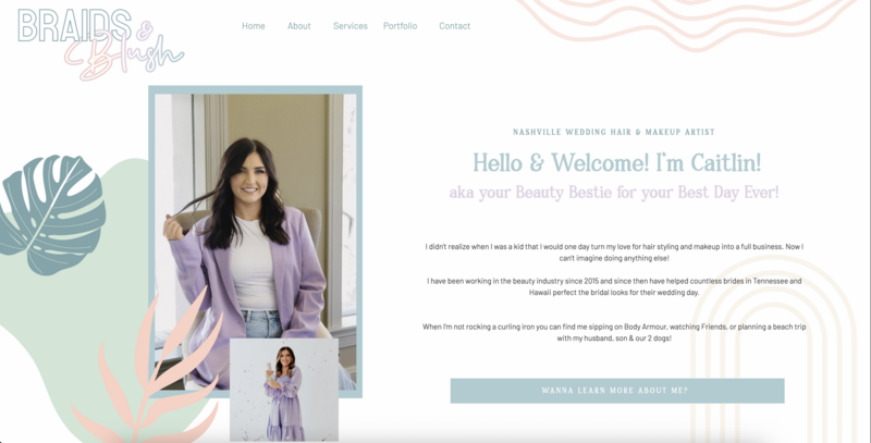 Wedding hairstylist home screen of website