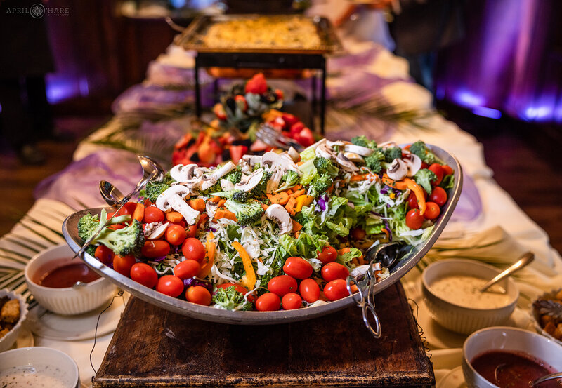 Dinner Buffet with Salad at a Craftwood Peak Wedding in Manitou Springs Colorado
