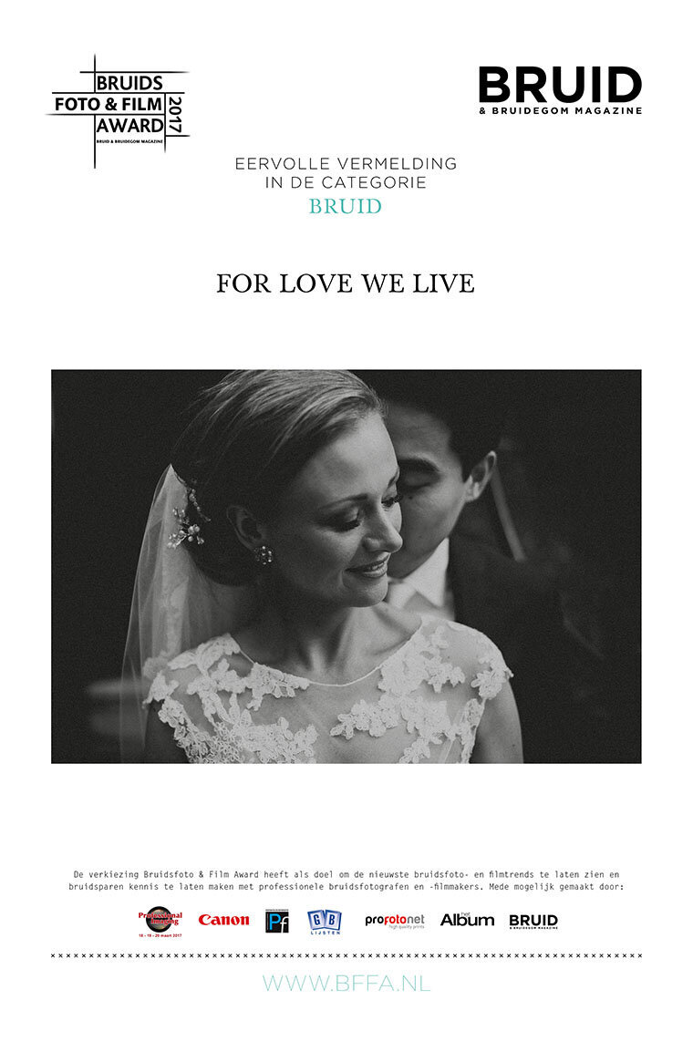 Bruidsfoto award eervolle vermelding bruid - Beste trouwfotograaf van Nederland