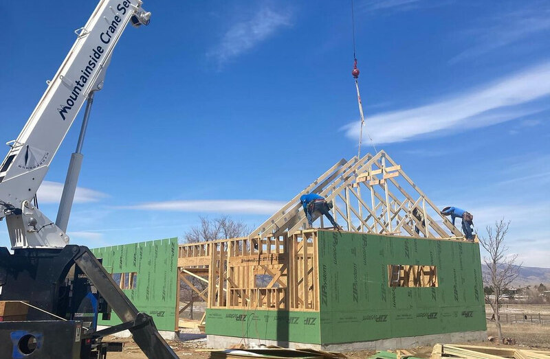 Heavy truss installation with crane service for residential projects in foothills and Denver Metro