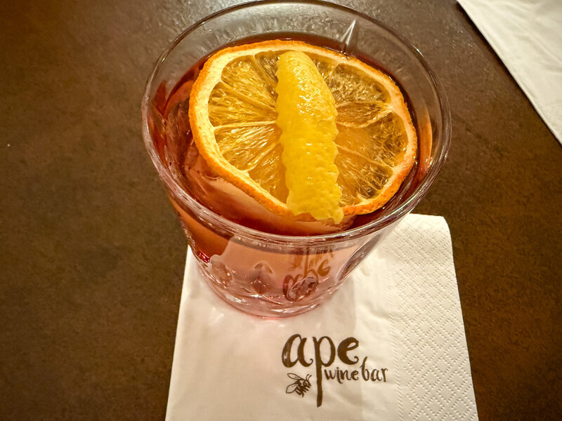 Americano cocktail at Ape Wine Bar in Alba. Italy