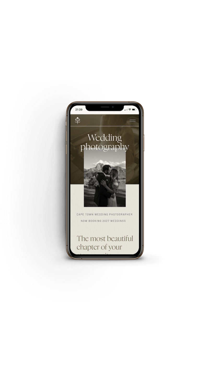 Moody wedding photographer Showit template