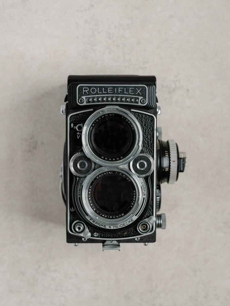 Vintage Rolleiflex Film Camera used to photograph weddings by Caitlin Wilcox Photography, a wedding wedding photographer in Richmond VA