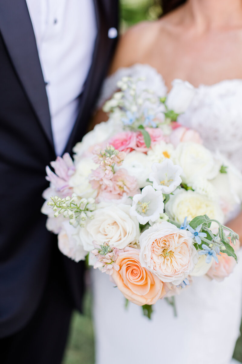 Bridal Bouquet with white, peach and pink florals