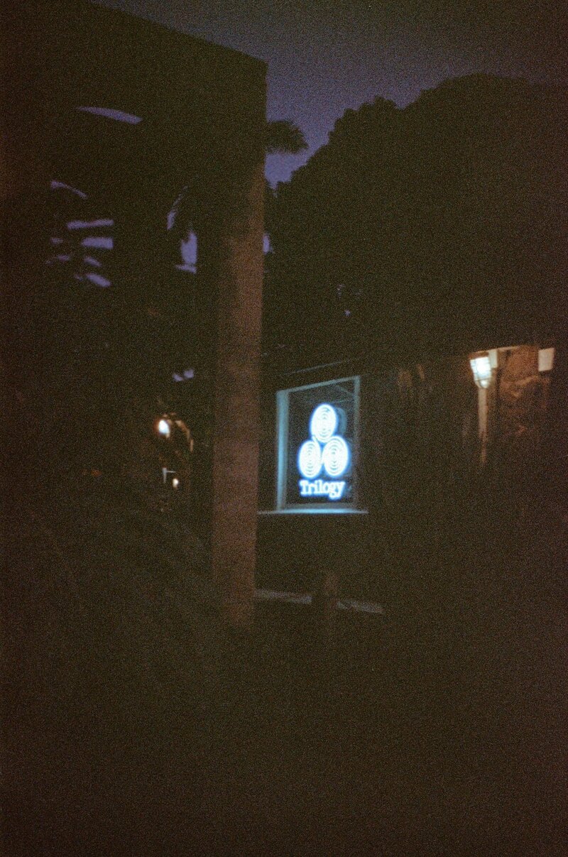 film photo of trilogy coffee shop on kauai
