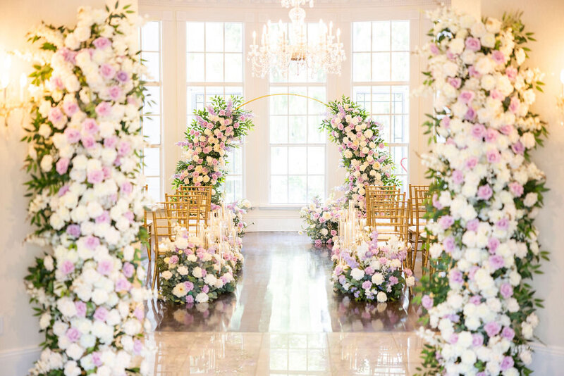 Wedding ceremony with hundreds of flowers