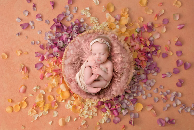 Soft, artistic newborn poses with expert styling, designed to create breathtaking, magazine-worthy images of your little one.