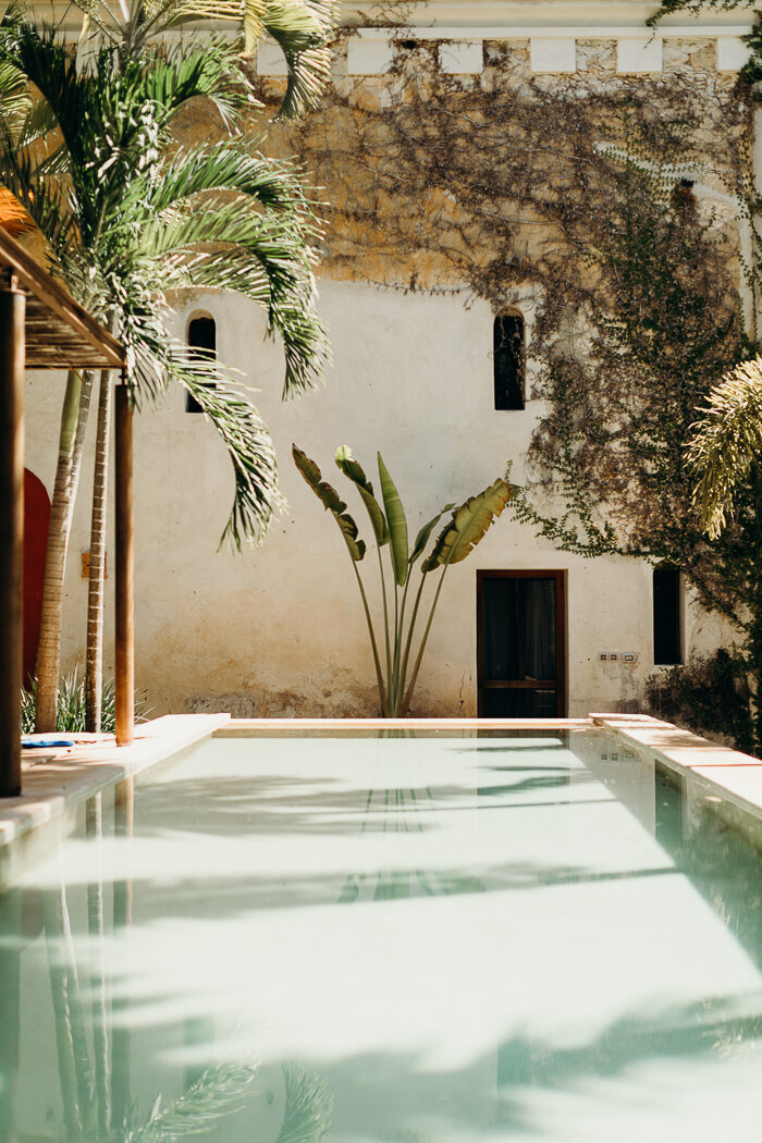 luxury hacienda pool for a yoga retreat in mexico