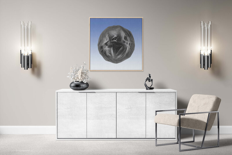 Fine Art Canvas with a natural frame featuring Project Stardust micrometeorite NMM 3661 for luxury interior design