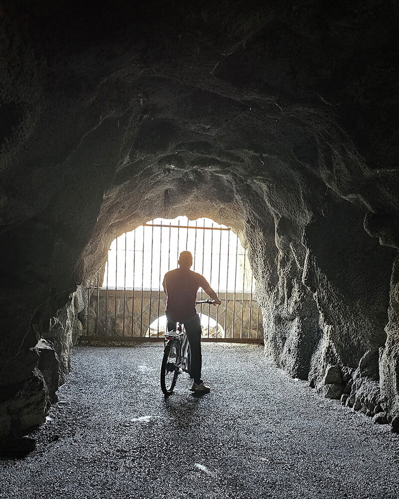 Discover the historic Columbia River Highway Tunnel in Mosier with The Gorge E-Bike Adventure Rentals