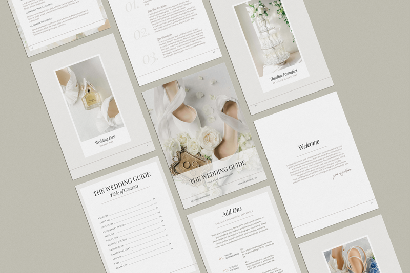 wedding guide pages in a mockup