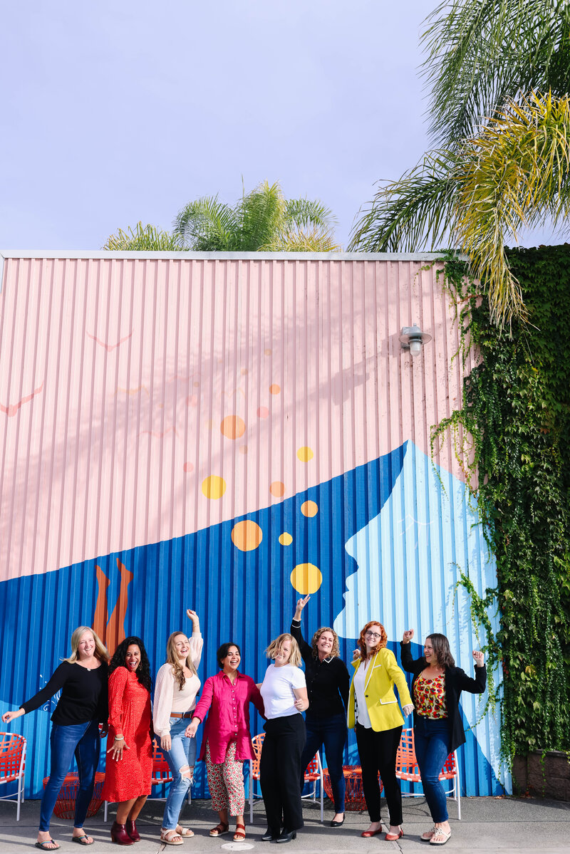 Girls Club mastermind retreat participants talking over happy hour in Guerneville