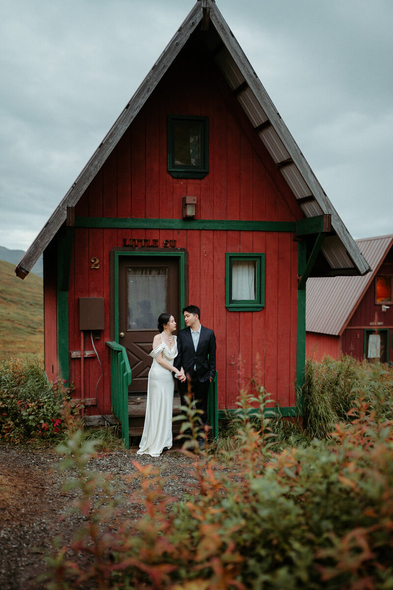celestial elopement with lanterns on alaska beach