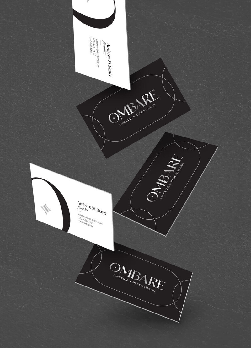 Luxury business card design for the lingerie brand Ombare