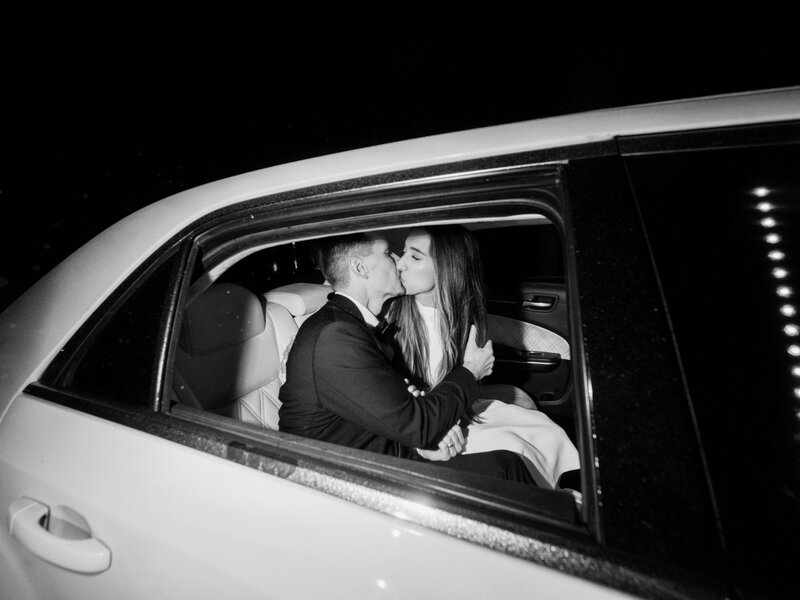 Bride and groom’s grand exit from Canyonwood Ridge reception hall