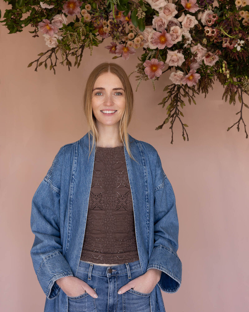Portrait of Colleen Cunningham, florist, event designer, and client liaison at Summer Robbins Flowers in Bend, Oregon