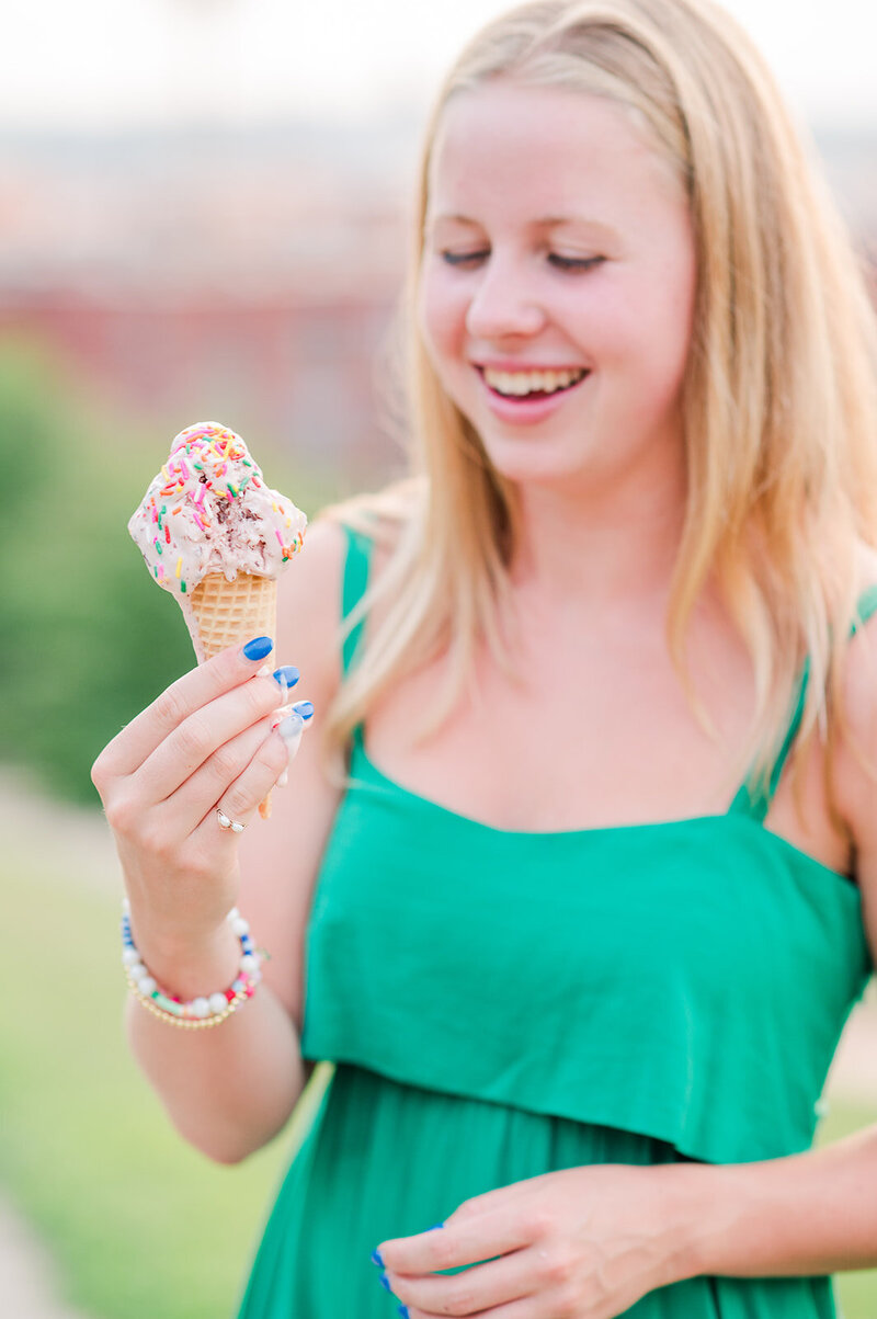 girl holding an ice cream cone