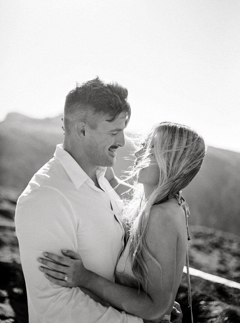 A serene sunset beach engagement session at Carmel-by-the-Sea in California, captured by Tiffany Longeway Photography.