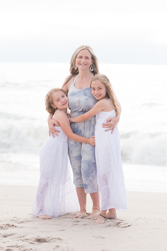 Mom and her daughters on Lavallette Beach
