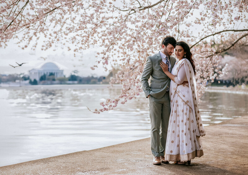 idyllic-portrait-engaged-couple-under-cherry-blossom-tree-dc-tidal-basin