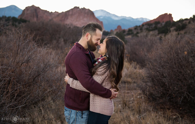 Garden of the Gods Engagement Photos on a chilly fall day in Colorado Springs