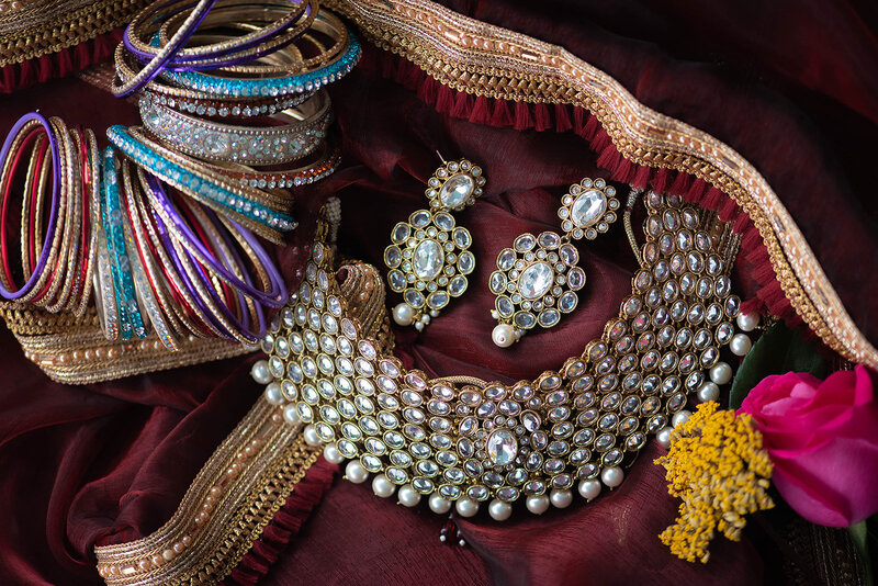 Jewelry of the bride for her wedding day