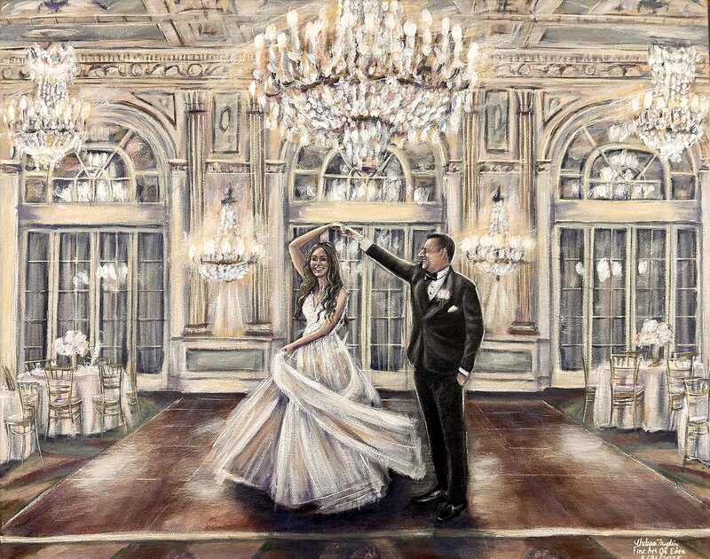 Live wedding painting at the Brown Hotel in Louisville Kentucky