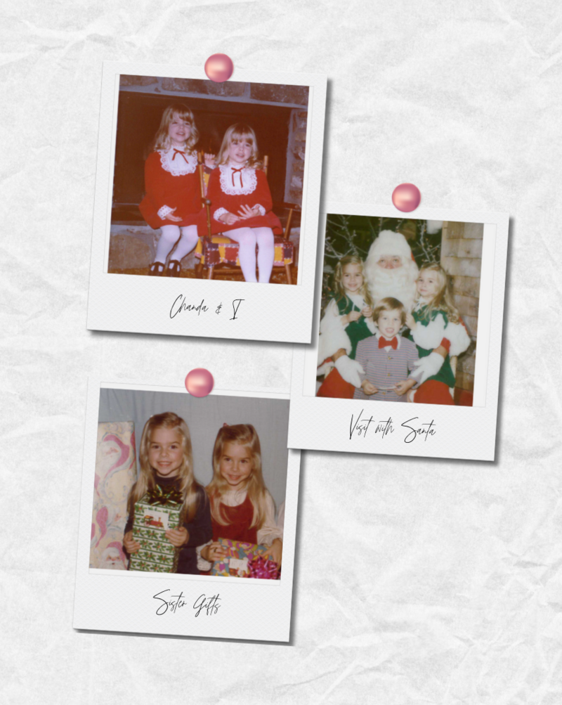 3 Polaroid pictures of Christa and Chanda at Christmas