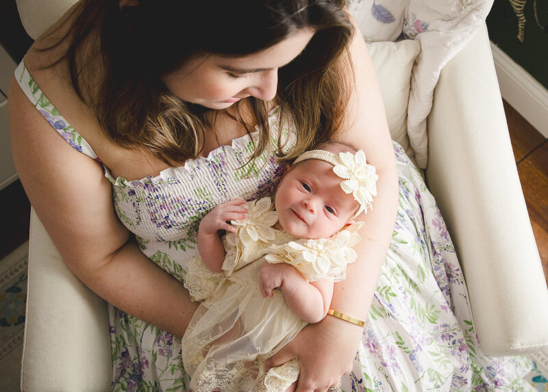 Lifestyle newborn photo session in NJ client's home.