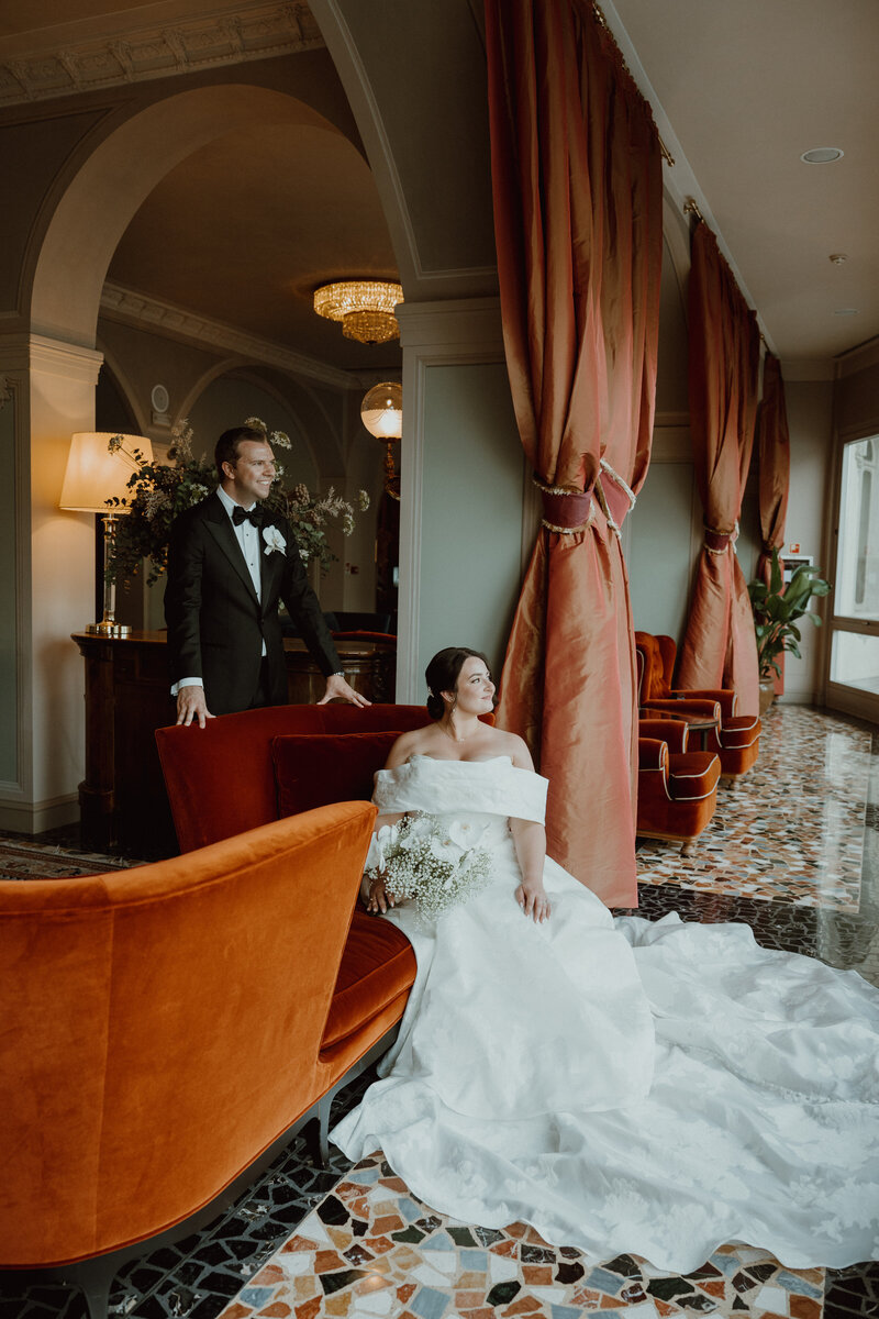 Luxury destination wedding in Lake Como with elegant floral design and waterfront ceremony