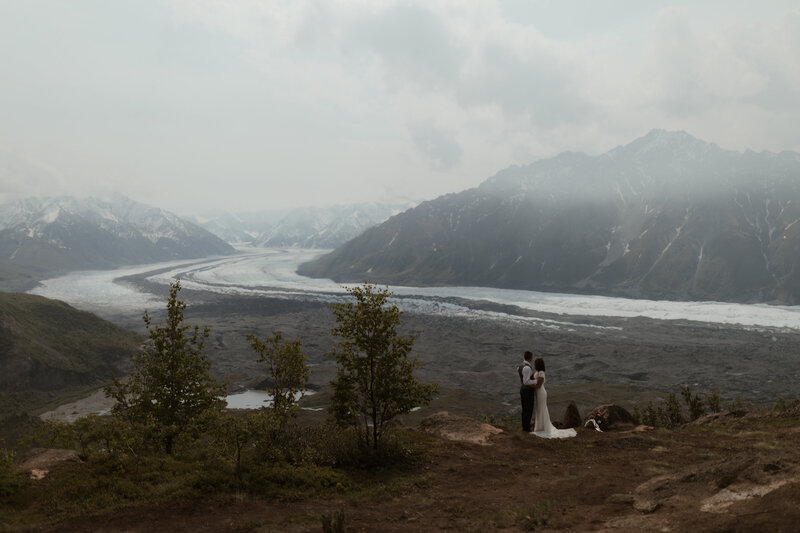 Bride in mountains