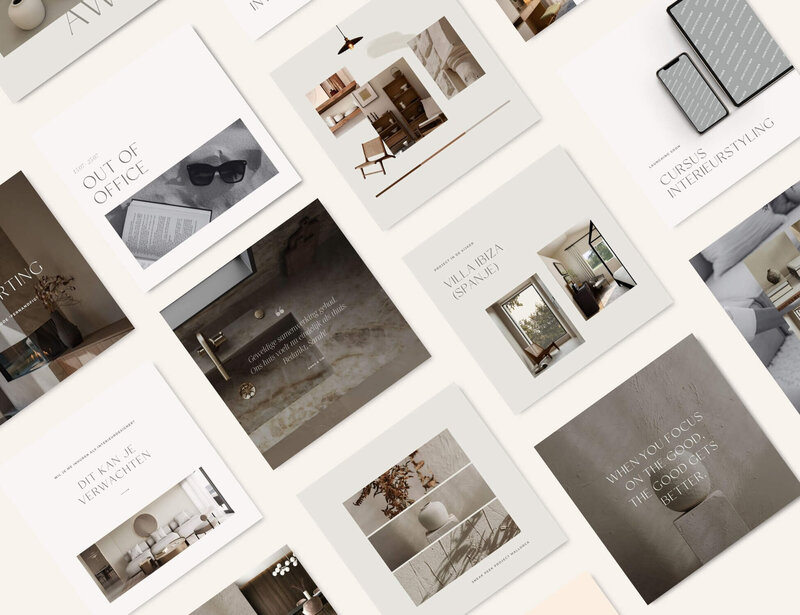 Neutrale Instagram templates voor interieur ontwerpers