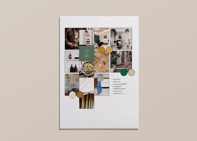 for portfolio: minimalist branding mood board for greenhouse
