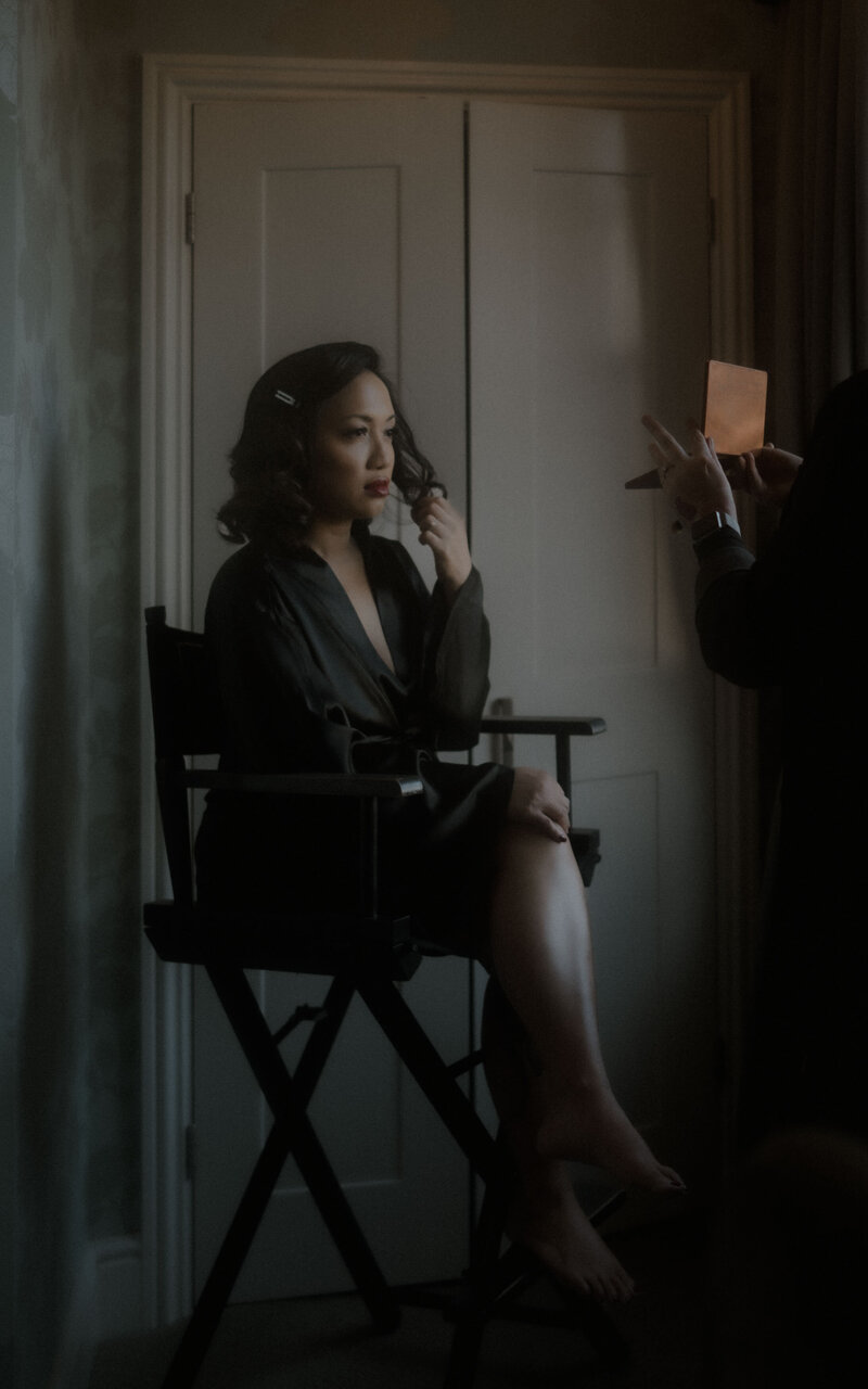Capturing the intimate and emotional moments of a bride's preparation, from the final touches to the first look, highlighting elegance and excitement before the big day
