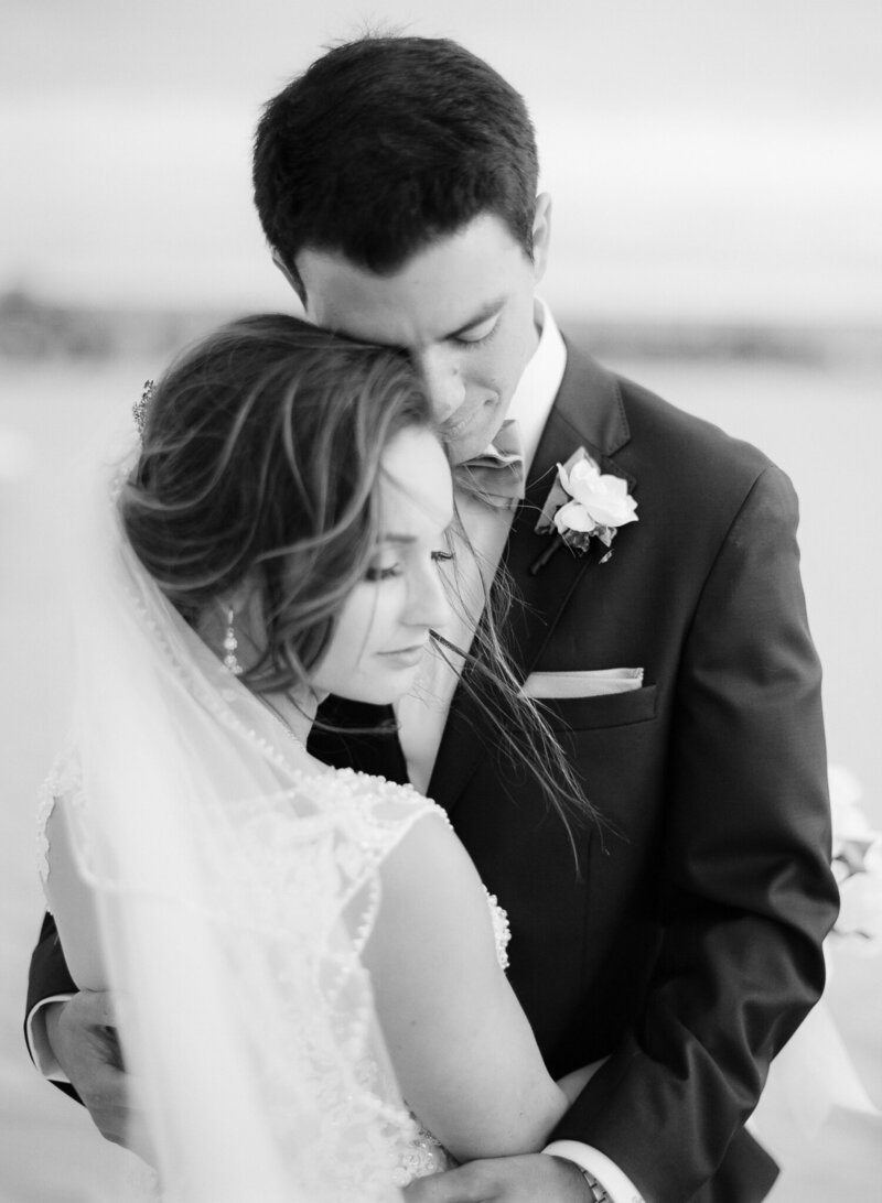 Bride and groom walk up memorial steps at their DC wedding