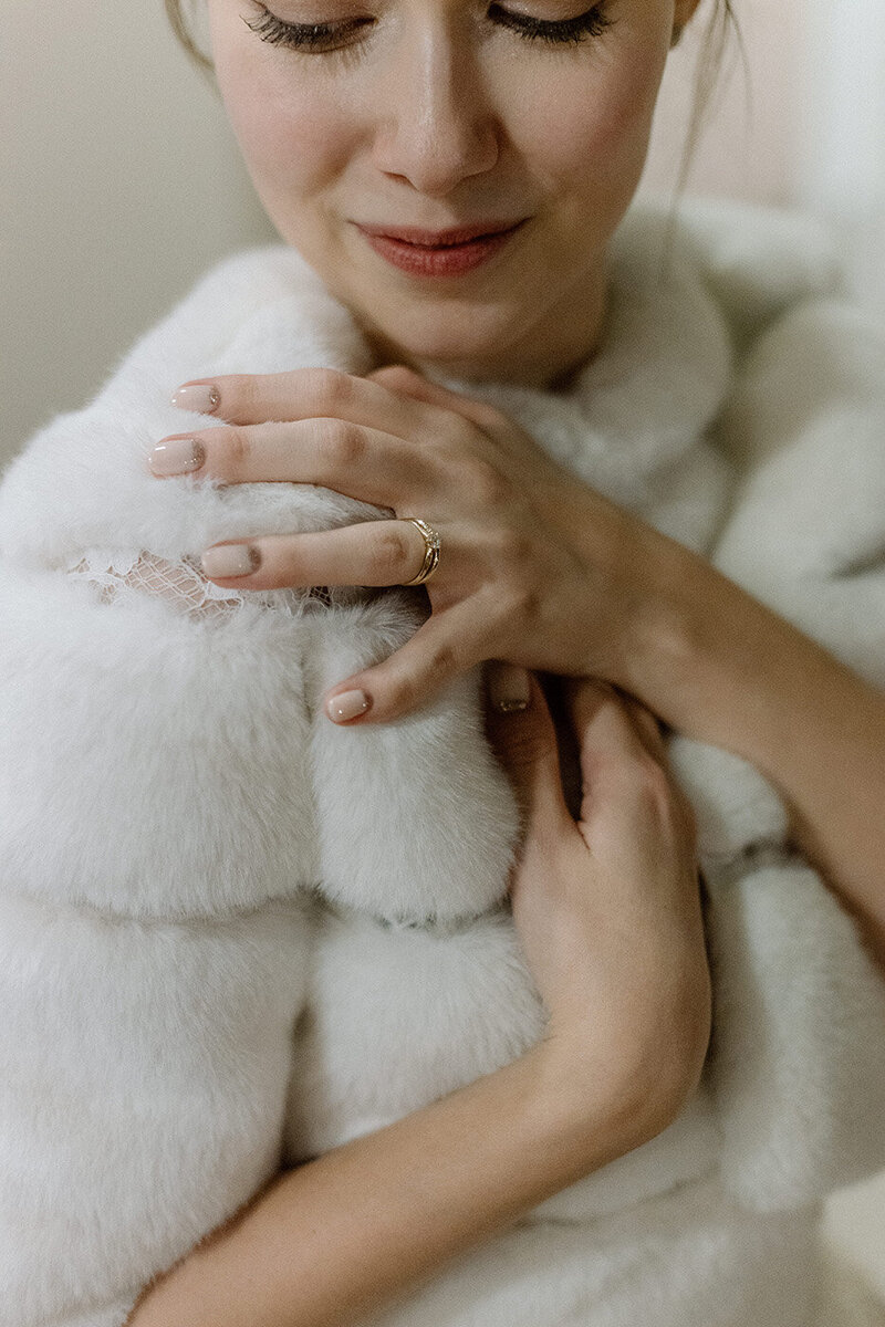 Luxury wedding in Europe – sophisticated bride in a modern wedding gown and groom in a timeless suit.