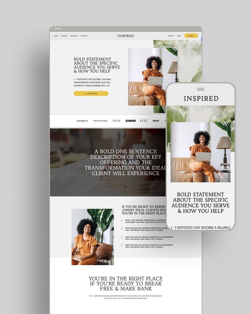 Showit Website template for high-end coaches, speakers, and educators
