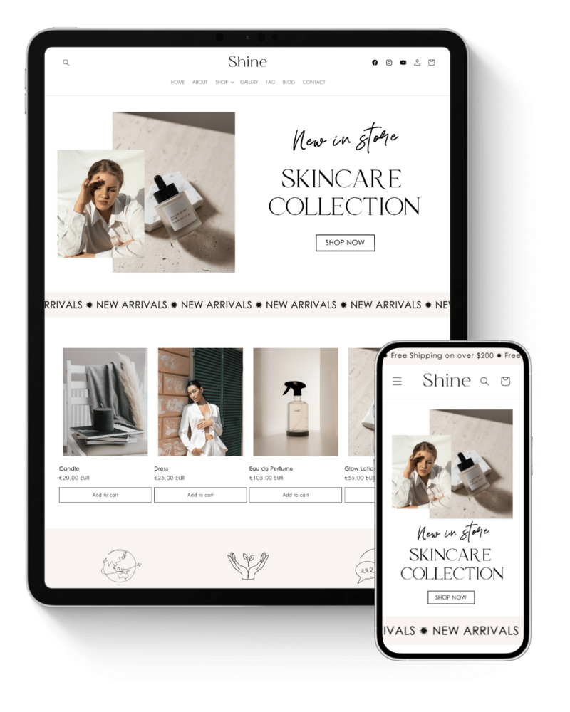 shine shopify theme for beauty and skincare brands