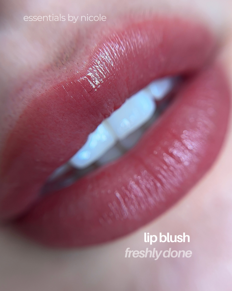 Natural-looking lip blush transformation with subtle tinted color enhancement