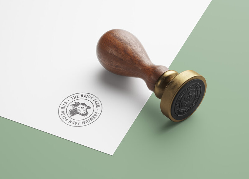 wooden stamp with logo design