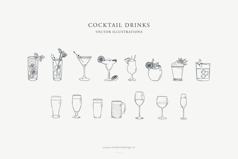 CocktailDrinks-VectorIllustrations-SarahAnnDesign-Market