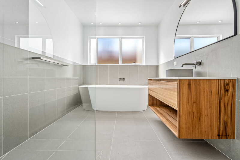 Bathroom design polished concrete modern country design