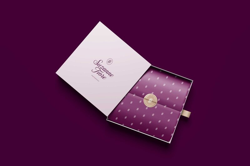 Gift box design with Suzanne's branding.