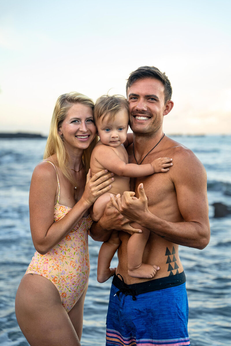 Parents with son for family photos on the big island by Hawaii Adventure Portraits