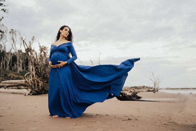 Beautiful Maternity Gown Beach Photoshoot