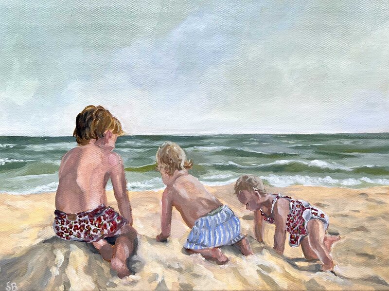 Painting of kids playing
