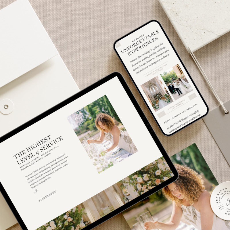Showit Web Design for Wedding Professionals Photographers Wedding Planners Event Planners Creative Small Businesses - With Grace and Gold - Jennifer Fox