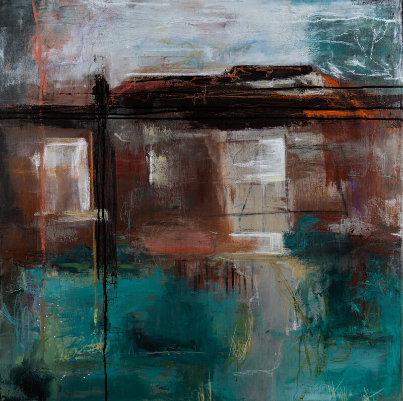 Christen-Horner-Art-Austin-Texas-OriginalPainting-2024-Down-Home-36x36-House-Abstract-Ranch